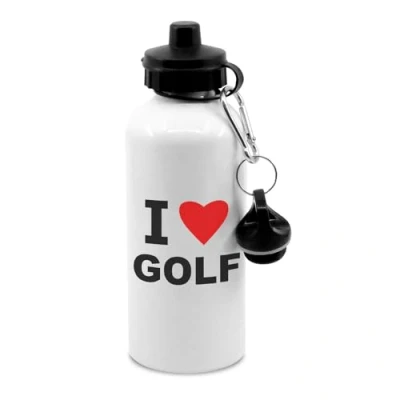 Image of I love golf water bottle with clip, drinks bottle, cup, water, hydrate, golfing, golfer, accessories