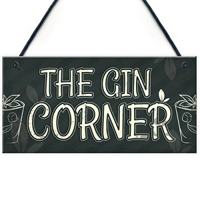 Image of RED OCEAN The Gin Corner Garden Sign &amp; Tonic Plaque Funny Alcohol Home Bar Pub Party Gift