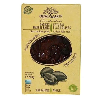 Image of Olive&#039;s Earth Greek Black Kalamata Olives, Pack of 4 x 200g (Total: 800g)
