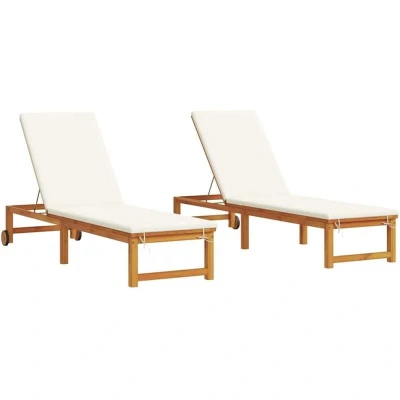 Image of vidaXL Sun Loungers 2 pcs with Cushions Solid Wood Acacia