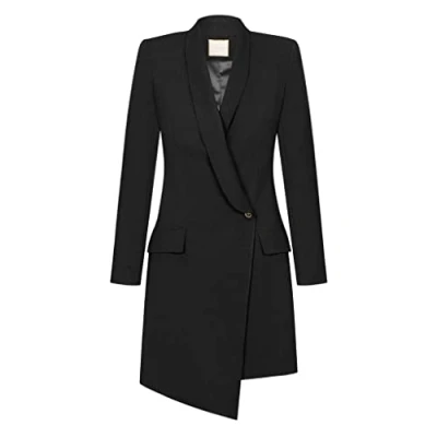 Image of Swing Fashion Women&#039;s Blanca Schwarz M Elegant Business Sheath Festive Party Cocktail Mini Evening Long Sleeve Dress V Neck Short Black 38,