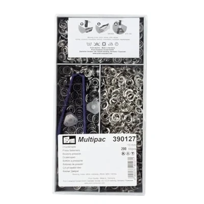 Image of Prym 390127 Non sew Press Fasteners Jersey Brass pronged Ring 10mm si co, Metal,Silver