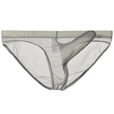 Image of Men ​Transparent Elephant Nose Briefs Mesh Gauze Bulge Pouch Underwear Sexy Male Breathable Panties