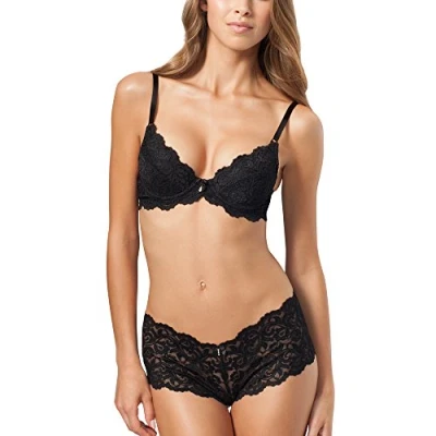 Image of Smart &amp; Sexy Women&#039;s Signature Lace Push up Bra, Sheer, Black Hue, 38 B
