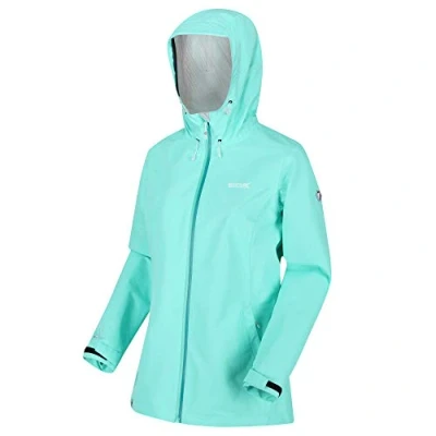 Image of Regatta Women Hamara III&#039; Breathable Taped Seams Mesh Lined Hooded Jackets Waterproof Shell Tea Tree, Size 10