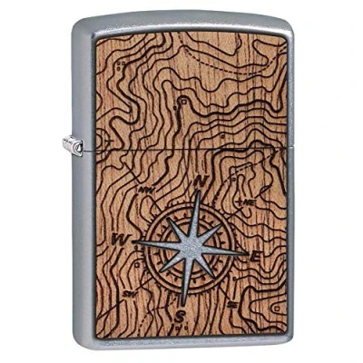 Image of Zippo Woodchuck USA Compass Pocket Lighter, Chrome, One Size