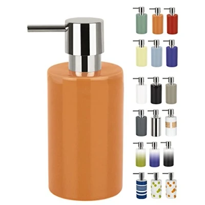 Image of Spirella Tube Stoneware Soap Dispenser, Orange