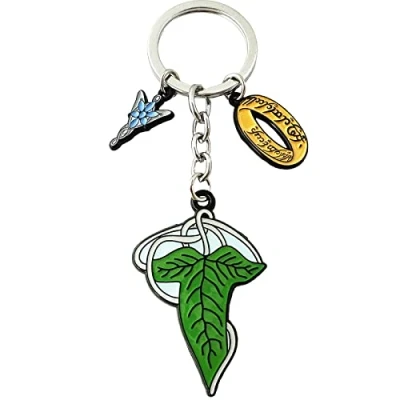 Image of STKTFKK Lord the Rings Keychain Metal Elven Leaf Arwen Evenstar Girls Women and Men, 1