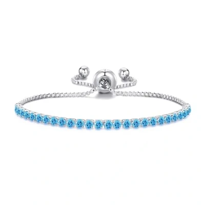 Image of Philip Jones Light Blue Tennis Friendship Bracelet Created with Zircondia® Crystals