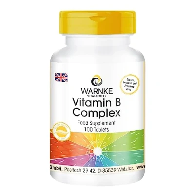 Image of Vitamin B Complex, All Essential Vitamins, Vegan, 100 Tablets Warnke Vitalstoffe German Pharmacy Quality