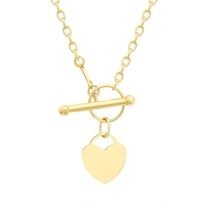 Image of Carissima Gold Women&#039;s 9ct Yellow Heart Tag T Bar Chain Necklace of 40cm/16&quot;