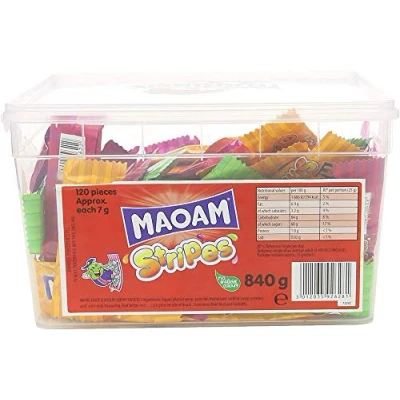 Image of Haribo Maoam Stripes Sweets Drum 840g 58047