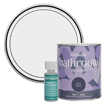 Image of Rust Oleum Purple Water Resistant Bathroom Tile Paint in Gloss Finish Fleur 750ml