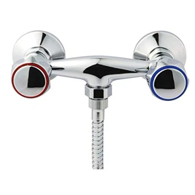 Image of PLUMBING4HOME CHROME BATHROOM MIXER SHOWER &amp; KIT WALL MOUNTED 2 TAPS