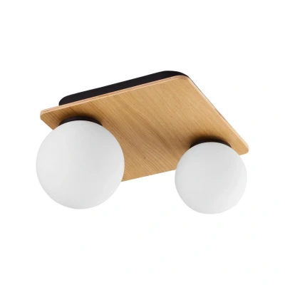 Image of Bianca Globe Ceiling Light Wood 2xG9