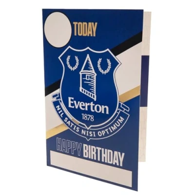 Image of Everton Football Club Birthday Card. Comes with Stickers to Personalise your Age and Name, Blue