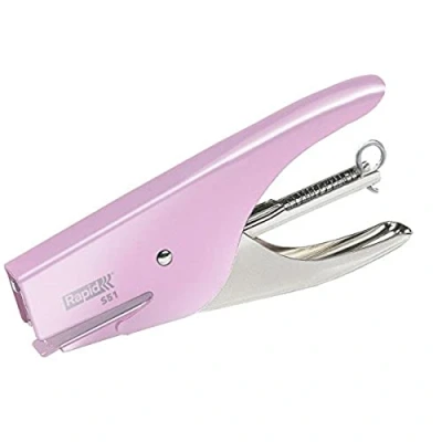 Image of Rapid Retro S51 Stapling Pliers, 15 Sheet Capacity, Uses No. 21 Staples, Ergonomic Design, Metal, Strawberry Cream, 5000509
