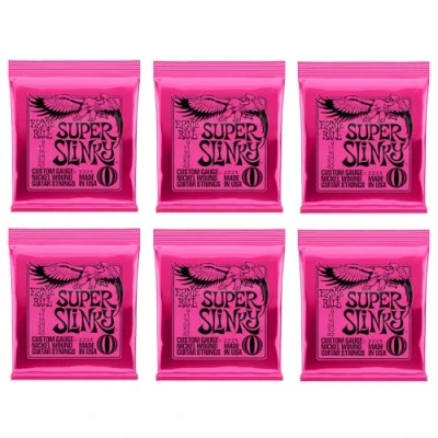 Image of Ernie Ball Super Slinky Nickel Wound Electric Guitar Strings 6 Pack 9 42 Gauge