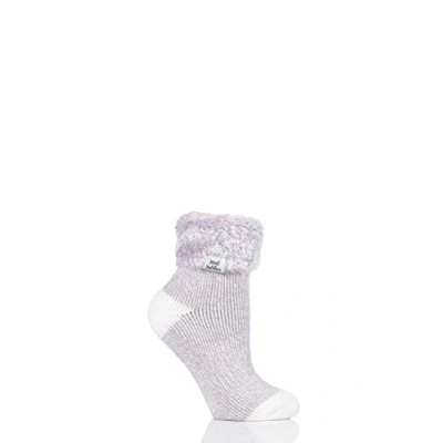 Image of 1 Pair Mauve Sleep Turn Over Cuff Socks Ladies 4 8 Heat Holders