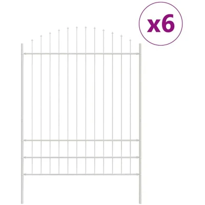 Image of vidaXL Garden Fence with Hoop Top White 10.2x2 m Steel