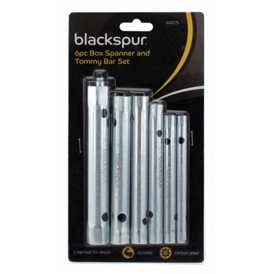 Image of 6pc Carbon Steel Metric Box Spanner &amp; Tommy Bar Set By Blackspur