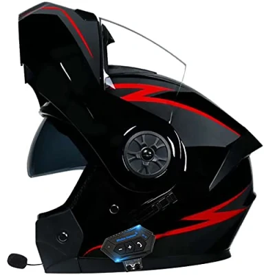 Image of Bluetooth Flip Up Front Motorbike Motorcycle Helmet with Double Visor Anti fog ECE Approved Racing Crash Helmets for Adult 55 62CM