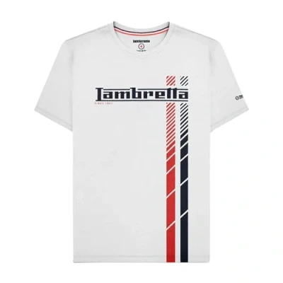 Image of Lambretta Mens Fade Racing Stripes Retro T Shirts (UK, Alpha, XXL, Regular, White)