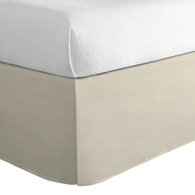 Image of Today’s Home Classic Tailored Bed Skirt Dust Ruffle, Cotton Blend Design, 14&quot; Drop Length, Twin, Ivory