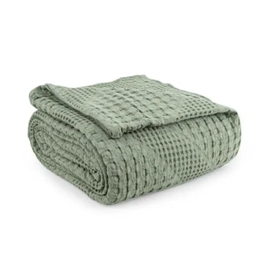Image of Milam London Bed Throw King Size Bedspread 100% Cotton Soft Blanket For Sofa Throws Large 3 Seater Joanna Collection 220 x 250 cm Sage Green