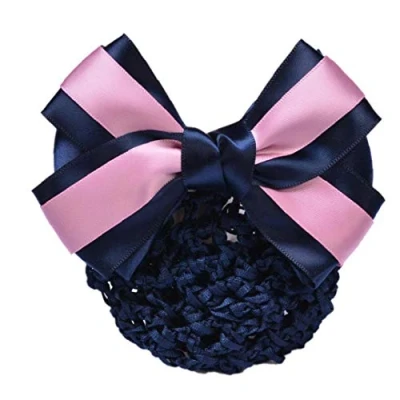 Image of Lady Bow Hair Bun Net Snood Crochet Cover Female Accessories