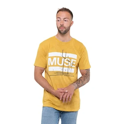 Image of Muse T Shirt Origin of Symmetry Official Mens Orange Yellow Mineral Wash S