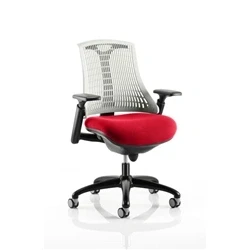 Image of Flex Task Operator Chair Black Frame White Back Bespoke Colour Seat Bergamot Cherry