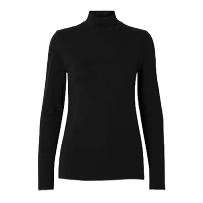 Image of SELECTED FEMME Women&#039;s Slfcora Ls High Neck Noos Longsleeve T Shirt, Black, XS