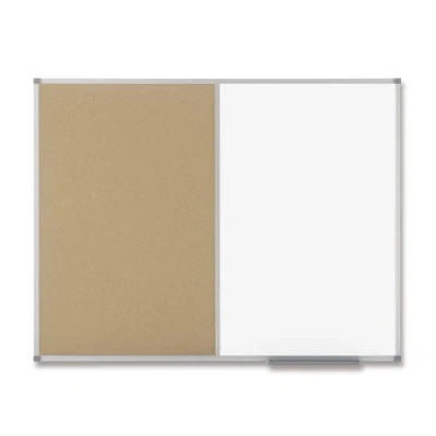 Image of Nobo Classic Combination Board Drywipe and Cork with Aluminium Frame W900 x H600 mm, White/Cork
