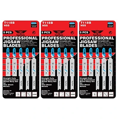 Image of 15 x TopsTools T118B Metal Cutting Jigsaw Blades Compatible with Bosch, Dewalt, Makita, Milwaukee and many more