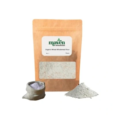 Image of Maven wholefoods Organic Wholemeal Wheat Flour Stoneground 3kg Raw GMO Free High Fibre &amp; Protein Certified Suitable for Vegetarian Vegan Packed Fresh in Resealable Bags