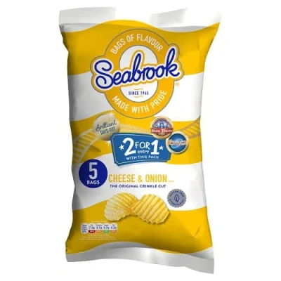 Image of Seabrook Crinkle Cut Cheese &amp; Onion Crisps 25g x 6 per pack