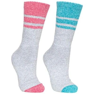 Image of Trespass Hadley, Marine Marl/Raspberry Marl, 6/9, Socks (2 Pairs) for Women, UK Sizes 6 9, Multicolour