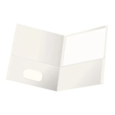 Image of Oxford Twin Pocket Folders, Textured Paper, Letter Size, White, Holds 100 Sheets, Box of 25 (57504EE)