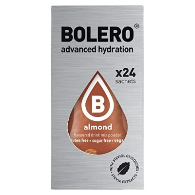 Image of Bolero Drink 24 Sachets 3g Sticks Fruit Prepared Powder Soluble For Fresh in Water Product, 72g Stevia Sweetened (Almond)