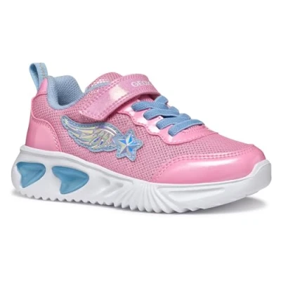 Image of Geox Assister GIRL Trainers for kids, Size: 11K, Pink/light sky Imitation leather/ textile