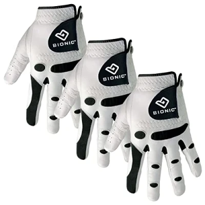 Image of BIONIC Mens StableGrip Golf Gloves LH White XL Pack of 3