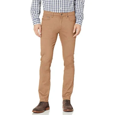 Image of Amazon Essentials Men&#039;s Skinny Fit 5 Pocket Stretch Twill Trouser, Dark Khaki Brown, 33W / 32L