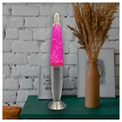 Image of Divas World Linx Lava Lamp Night Light Different Colour Decorative Lighting Peaceful Motion 16in Tall Christmas Stocking Filler Gift (Glitter Pink Lamp)