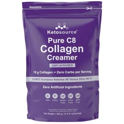 Image of Pure C8 Collagen Creamer Mixes Easily Without Clumping Keto for Coffee Zero Artificial Ingredients MCT with Powder 500g Ketosource®