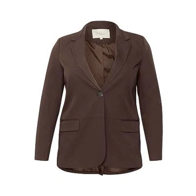 Image of Kaffe Curve Women&#039;s Plus Size Blazer Long Sleeves Single Button Front Pockets, Java, 18