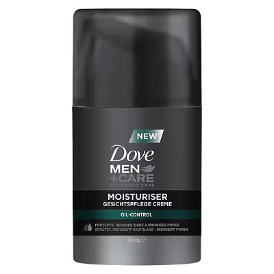 Image of DOVE MEN + Care Moisturiser Oil Control Face Cream Protects, Reduces Skin Shine &amp; Minimises Pores Without Greasing, 1 x 50 ml