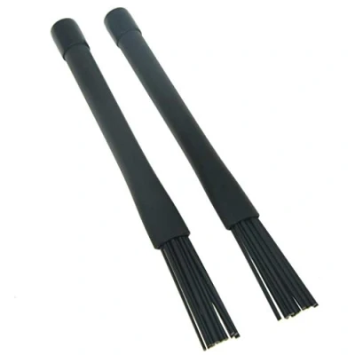 Image of KAISH 2 Piece Retractable Black Rubber Handles Jazz Professiona Drum Brushes Sticks Nylon