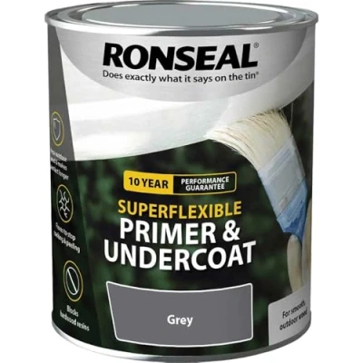 Image of Ronseal RSLEWPGRY750 Super Flexible Wood Primer and Undercoat Grey, 750 ml (Pack of 1)