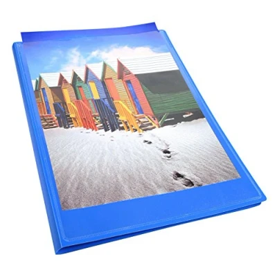 Image of Exacompta Ref 5732E Kreacover Collection Opaque Semi Rigid PP Display Book 240 x 320mm in Size, Suitable for A4 Documents, 30 Pockets, 60 Viewing Pages Blue